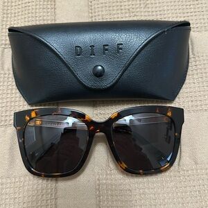 DIFF Eyewear - Women’s Sunglasses - Tortoise Frames - Black Lenses - Polarized